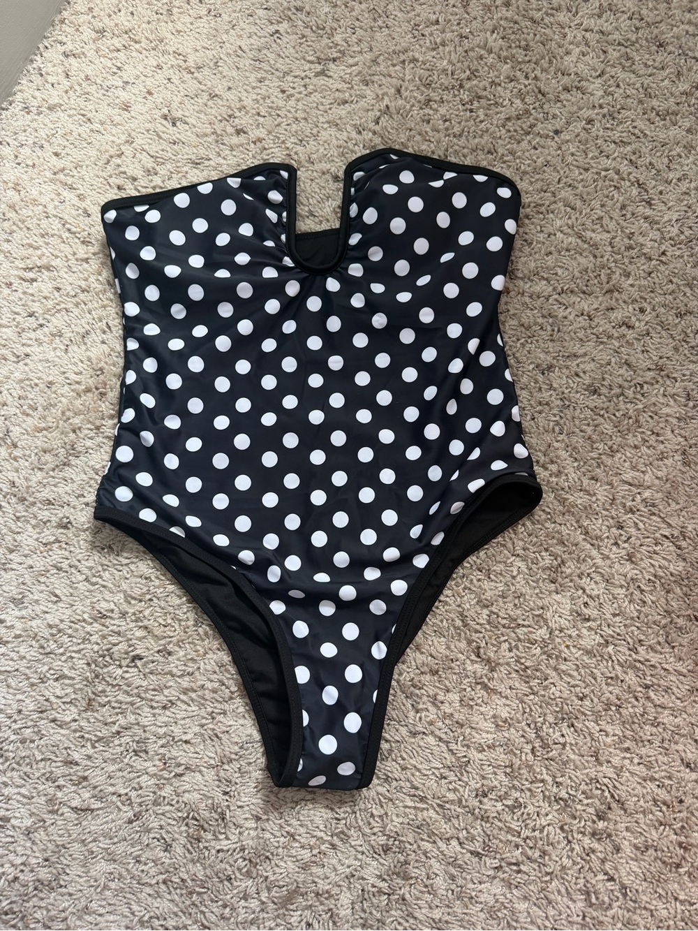 Black & White Polka Dot One-Piece Swimsuit with detachable straps!